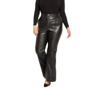 Eloquii Plus‎ Size 26 Black Faux Leather Bootcut Pants Trousers